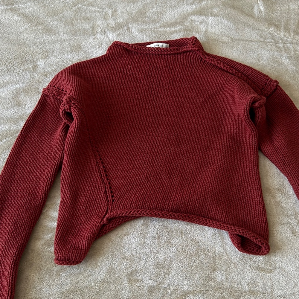 Zara asymmetrical cropped Red Women's Sweater